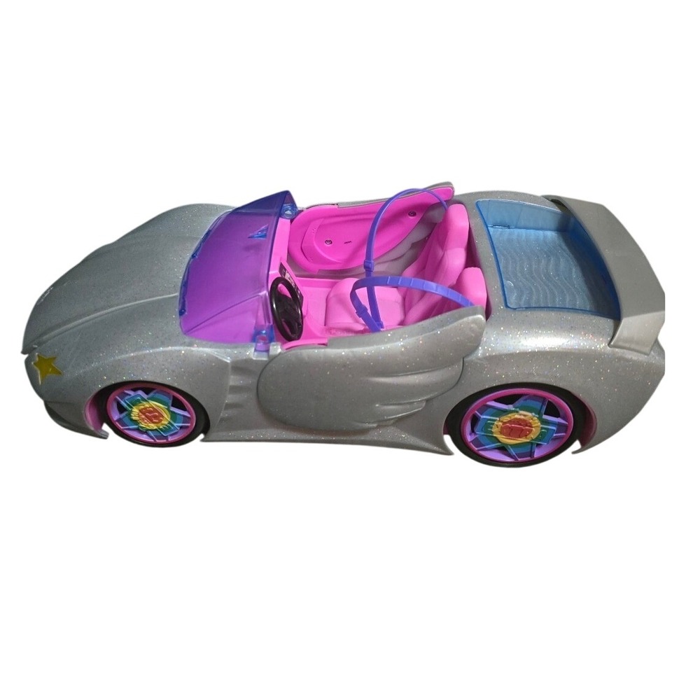 2020 Barbie Extra Silver Glitter Convertible Vehicle Pink Interior Wing Doors